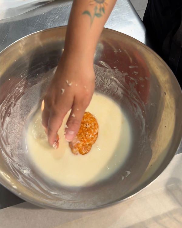 panure supplì avec la pastella et chapelure