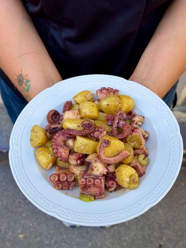 recette d'une salade de poulpe, pomme de terre et céléri